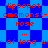 Red pixel text on blue background repeats 'Hippopotomomonst-rose' and 'of long w' in a pattern with visible pixelation