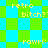 Pixelated green and cyan checkered background with yellow text reading 'retro bitch?' and 'rawrc:' in multiple positions.