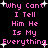 Pixelated pink text on black background with white sparkles, repeating 'Why Cant I Tell Him He Is My Everything' in two
