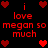 Red pixelated text and heart symbols on a black background, with repeated phrases and heart arrangements.