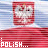 Animated flag of Poland with white eagle emblem, red and white horizontal stripes waving against blue sky background.