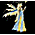 Animated angel figure with flowing multicolored robe and winged arms, transitioning through color variations against black background.