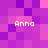 Pixelated of purple and pink squares with four instances of the text 'Anna' in light yellow, arranged in a pattern on the left and right sides