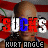 nine identical images showing a bald man in a blue and white outfit against an American flag background with green circular patterns