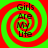 Four identical spiral patterns with red and green concentric rings, each containing the text 'Girls Are My Life' in black pixelated font.