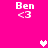 Pixelated pink background with four 'Ben <3' text blocks and three heart symbols in white and light pink.