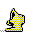 Six yellow pixelated figures in various poses on gray background, each with black outlines and checkered transparency pattern.