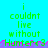 A static digital image with cyan background, green text reading "i couldnt live without Hunter×3", and a horizontal pink-purple glitch effect across the middle.