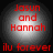 Red text on a gray circular gradient background with black outer edges, displaying "Jasun and Hannah" above "ilu forever" in four identical
