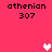 Pixelated pink background with black text 'athenian 307' repeated four times and three white pixel hearts in different positions.