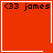 Red square icon with white border and black text '<33 james' at top; four variations show heart and star symbols in bottom-right corner.
