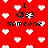 Red background with white pixelated hearts and repeated text elements including 'I', '(333)', and 'someone' in black blocky font.