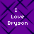 Purple background with dark blue diamond pattern and white pixelated text reading "I Love Bryson" in four identical quadrants