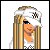 Pixel art character with long blonde hair, white visor cap, and white hoodie; blue jeans with colorful text patterns; animated sequence showing pose changes.