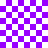 Purple and white checkered pattern with two overlapping translucent overlays on the right side