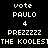 Pixelated text displays 'vote PAULO 4 PREZZZZZ THE KOOLEST' with red highlight changes