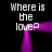 Pixelated text 'Where is the love?' repeated four times around a central purple glowing shape on black background.