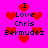 Pixelated icon with bright pink background, red hearts, and black text reading "I Love Chris Bermudez" in four repeated sections.