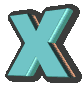 stylized X-shaped icons in teal and white with dark outlines, showing variations in color fill, shading, and structural integrity