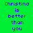 Pixelated text 'Christina is better than you' displayed in blue on green and yellow backgrounds.