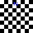 Black-and-white checkered background with four blue 'hi' text elements and two -like shapes showing pixelated transitions between states