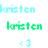 Pixelated green text 'krislen' on a light pastel background with faint cyan and pink hues.