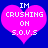Two identical pixelated pink hearts on a blue background with white text reading "IM CRUSHING ON S.O.U.S" in a retro digital style.
