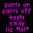 Pixelated text in bright pink on black background, arranged in two vertical with repeated phrases and names