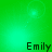 Green background with four identical pixelated 'Emily' text elements arranged in a , each displaying subtle light variations