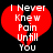 Red broken heart with white text "I Never Knew Pain Until You" on black background, two identical frames side-by-side.