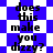 Blue and white checkered background with black text reading 'does this make you dizzy?' repeated in two