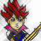 Four pixelated character icons arranged in a , each with distinct hairstyles and clothing while holding musical instruments