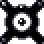 Pixelated black-and-white icon with six distinct shapes arranged in a , featuring circular patterns and cloud-like forms on a white background