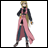 Pixelated anime-style character with blonde hair in a pink and blue outfit standing against white background, next to black with white text