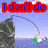 Pixelated animation of a character on a rope swing between two cliffs with text changing above.