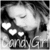 Black-and-white image of a person with closed eyes and long hair, surrounded by white heart shapes and text reading 'Candy Girl' at the bottom.
