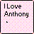 Pixelated text 'ILove Anthony' on pink and white checkered background with small heart symbols changing position.