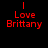 Red text reading "I Love Brittany" appears on a black background with blue circular glow effects in four variations.