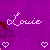 Pixelated purple background with white cursive text 'Clovie' and four pixel hearts, featuring a partial figure in dark clothing.