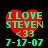 Red heart-shaped icon with green text reading "I LOVE STEVEN <33 7-17-07" on black background, showing pixelated animation variations.