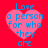 Four identical pink heart-shaped icons with blue text on a red background, each displaying the phrase "Love a person for who they are".