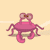 Animated pink crab-like creature with large eyes and curved claws on a light yellow background.