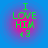 Green text "I LOVE HIM +3" on a blue background with pink radial gradient, four identical