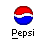 Pixelated Pepsi logo with red, white, and blue sections above text reading "Pepsi" on gray background; adjacent red contains blue "Pepsi" text; bottom-left red section displays blue "Brown n' Bubbly" text