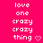 Pixelated text on bright pink background with two heart symbols, one in each