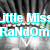 Animated icon with cyan text 'little Miss RaNdOm' over a grayscale background featuring a heart outline and colorful crown elements.