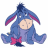 Animated contact sheet of Eeyore's 48x48 pixel buddy icon showing sequential frames with repeated 'eeyore' text overlay on blue background.