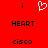Red background with black text and a white pixelated heart symbol above the text.
