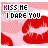 Animated contact sheet of a 48x48 pixel buddy icon showing red lips and text "KISS ME I DARE YOU" with color-shifting animation across frames.