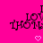 Bright pink background with repeated black text "I LOVE YOU" and small white pixel hearts below each phrase, arranged in a pattern